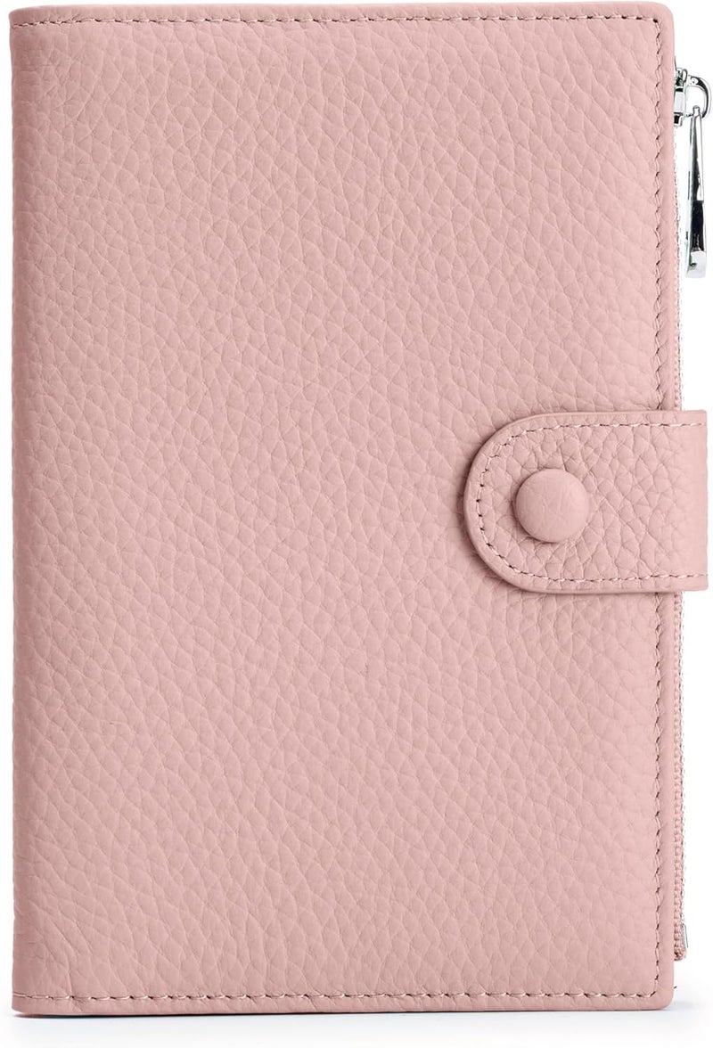 EutDett Leather Travel Wallet for Women, Slim RFID Blocking Passport Holder, Compact Passport Wallet with Zippered Coins Pocket and SIM Slots, Ladies Passport Cover - Image 1